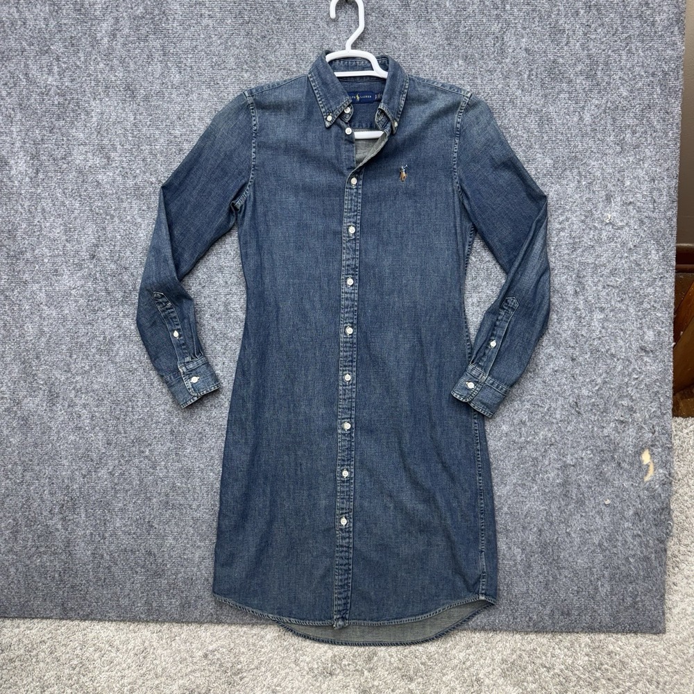 Ralph Lauren Denim Jean Shirt Dress Button Up Long Sleeve Women's size S Small - Picture 10 of 12